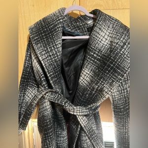 Black and white knee length jacket